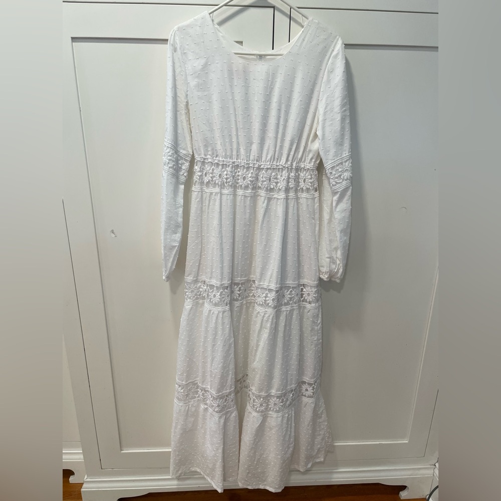Vintage Elegant White Lace Maxi Dress